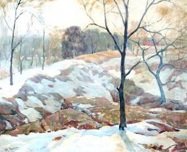 Snowy Landscape Oil Painting by Hal Robinson