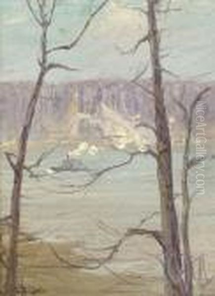 Hudson River Palisades Oil Painting by Hal Robinson