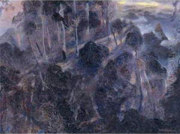 Lifting Fog Oil Painting by William Robinson