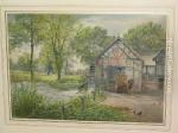 A Cheshire Watermill Oil Painting by William Robinson