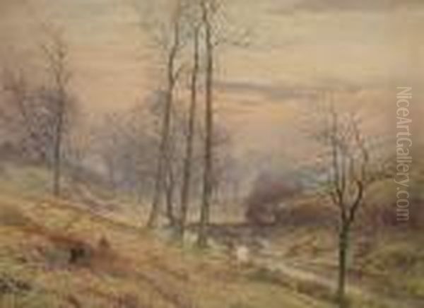 View Of Lancashire; View Of The Lake District Oil Painting by William Robinson