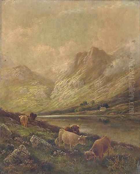 Highland cattle Oil Painting by Albert Dunnington