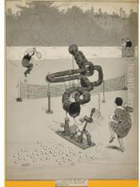 The Wimbledon Serving Tube Oil Painting by William Heath Robinson