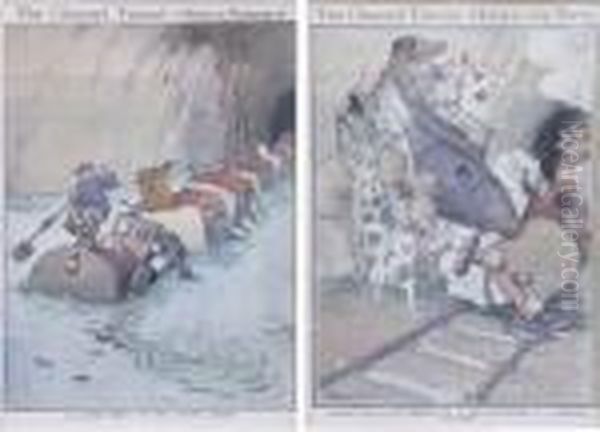 The Channel Tunnel. Oil Painting by William Heath Robinson