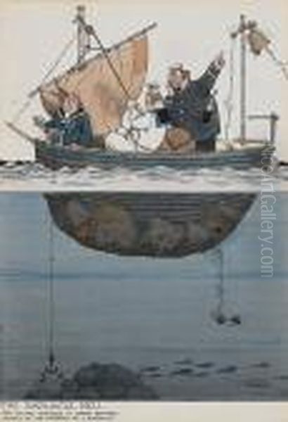 The Barnacle Bell Oil Painting by William Heath Robinson