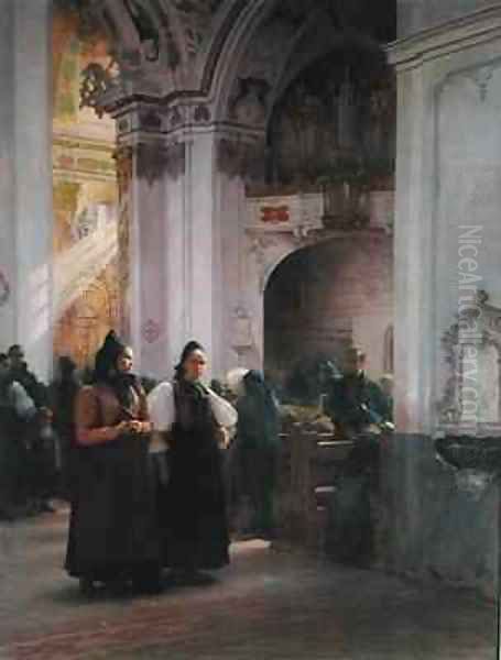 The End of Mass in Einsiedeln Oil Painting by Albert Pierre Dawant