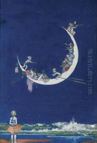 Stargazing Oil Painting by William Heath Robinson