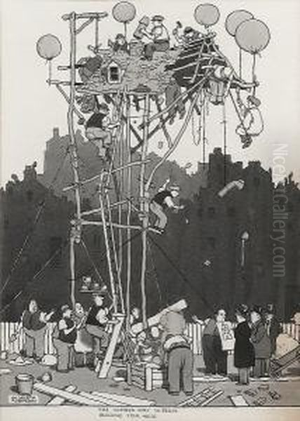 The Wrong Way To Begin Building Your House Oil Painting by William Heath Robinson