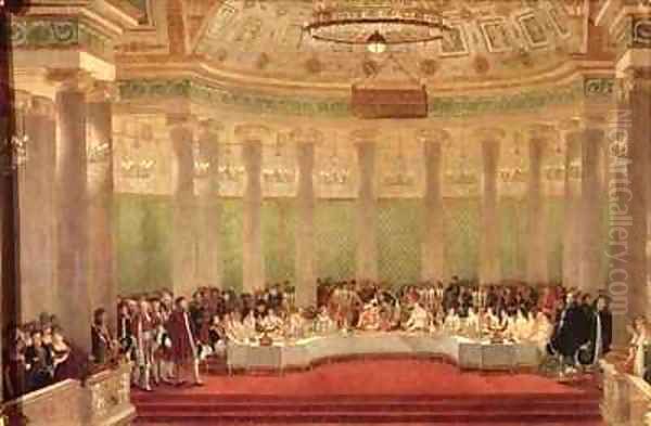 The Banquet for the Marriage of Napoleon Bonaparte 1769-1821 and Marie Louise de Habsbourg Lorraine 1791-1847 Oil Painting by Alexandre (Casanova) Dufay