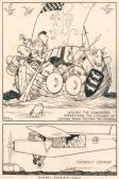 William The Conqueror 
Appreciates The Comforts Of Leather Whencrossing The Channel; And 
Connolly Comfort: History Repeatsitself Oil Painting by William Heath Robinson