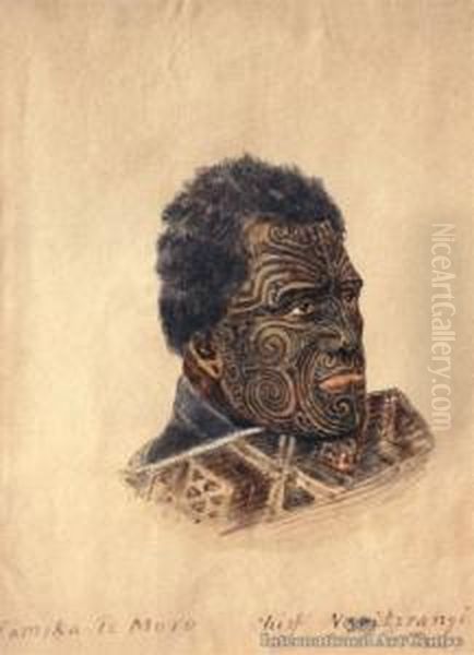 Tomika Te Mutu - Chief Ofngaiterangi Tribe Oil Painting by Horatio Gordon Robley