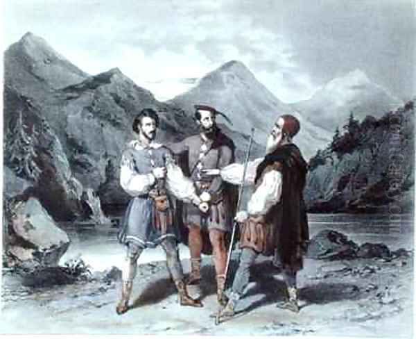 The Oath of the Three Cantons Oil Painting by Celestin Deshayes