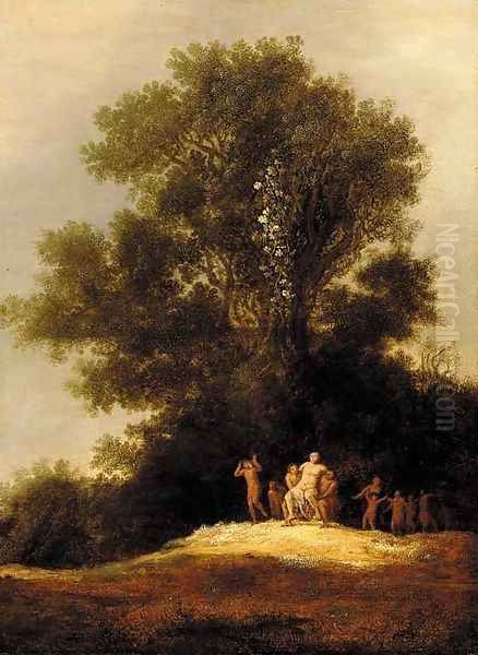 A landscape with Silenus leading a Bacchanal Oil Painting by Dirk The Elder Dalens