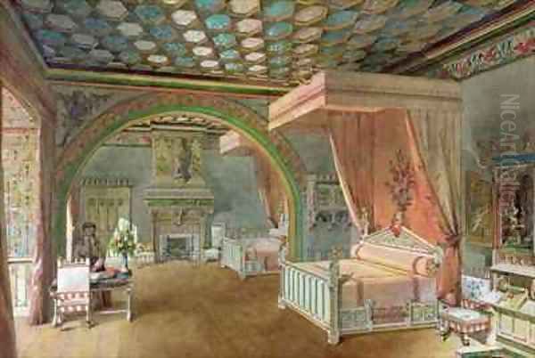 The Pink Room in the Chateau de Roquetaillade Oil Painting by Edmond Duthoit