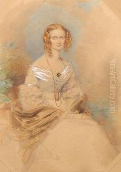 A Lady Oil Painting by Francois Theodore Rochard