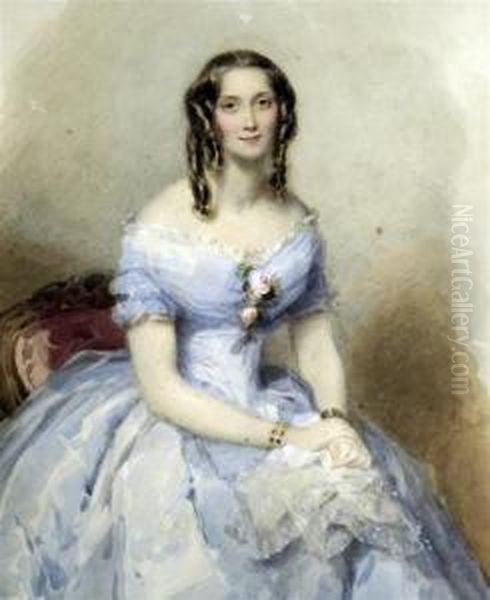 Portrait Of A Young Woman Oil Painting by Francois Theodore Rochard