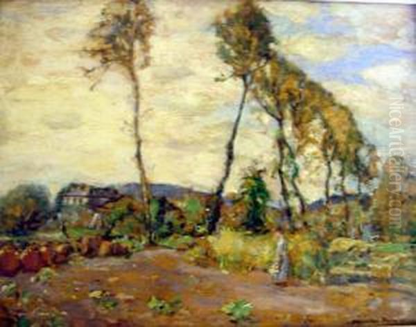 A Provencal Landscape Signed 10 X 13in Oil Painting by Alexander Ignatius Roche