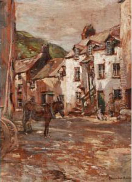 The Village Of Polperro Oil Painting by Alexander Ignatius Roche