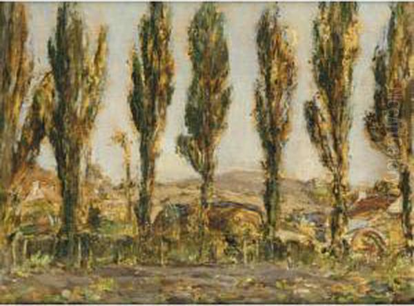 Poplars In Jersey Oil Painting by Alexander Ignatius Roche