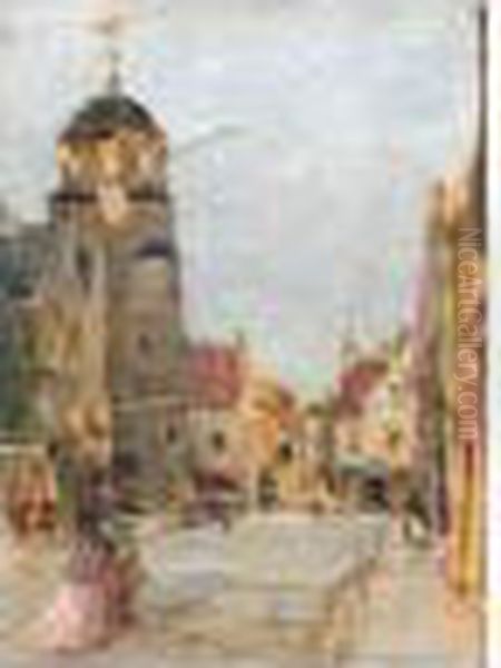 Street Scene Oil Painting by Alexander Ignatius Roche