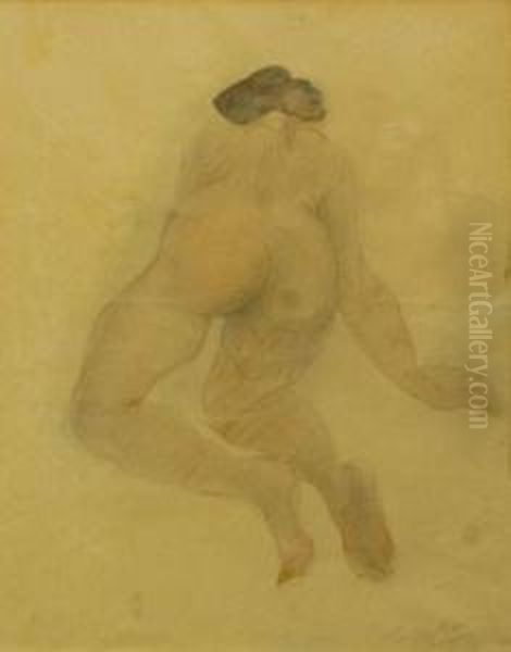 Jeune Femme Nue De Dos Oil Painting by Odilon Roche