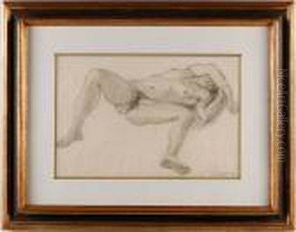 Nude, Pencil On Paper Oil Painting by Odilon Roche