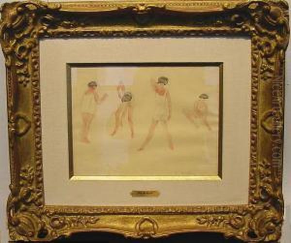 The Dancers And Sur La Plage: Two Oil Painting by Odilon Roche