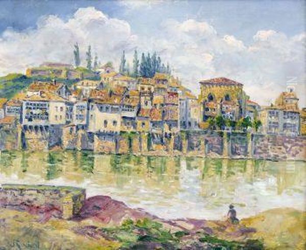 Vista Del Ebro En Mequienza Oil Painting by Juan Jose Rochelt Y Amann