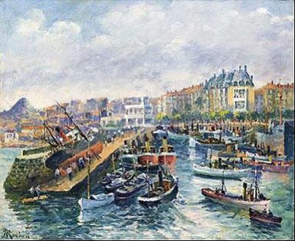 Puerto Chico, Santander Oil Painting by Juan Jose Rochelt Y Amann