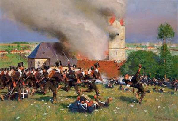 Schlacht Bei Waterloo Oil Painting by Carl Rochling