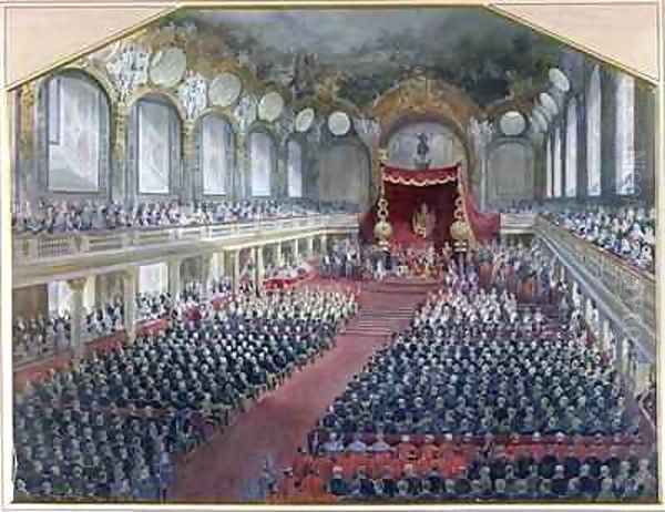 Opening of the Legislative Session in the throne room of the Louvre by Napoleon III on 7th February 1859 Oil Painting by Jean-Louis David