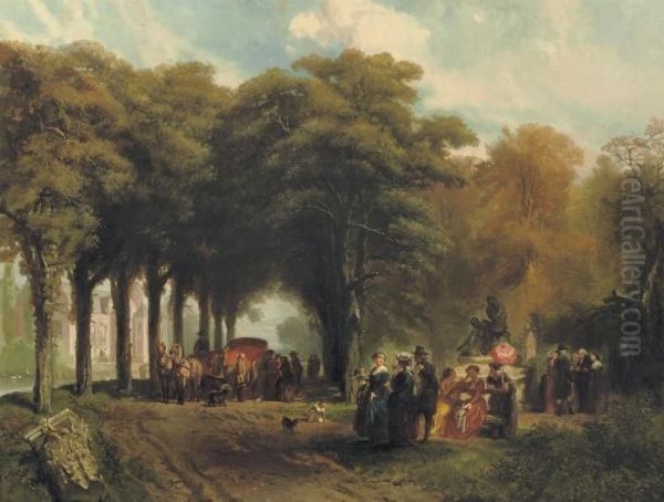 A Sunny Afternoon In The Park Oil Painting by Charles Rochussen