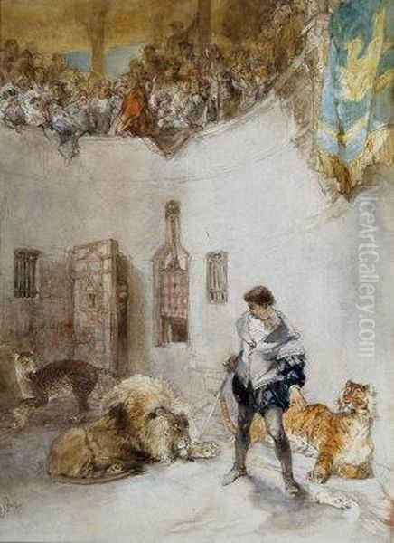 Daniel In The Lion's Den Oil Painting by Charles Rochussen