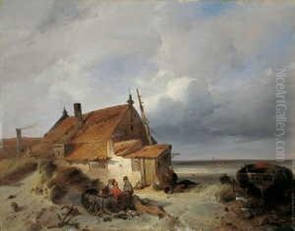 Fischerkate An Der Kuste. Oil Painting by Charles Rochussen