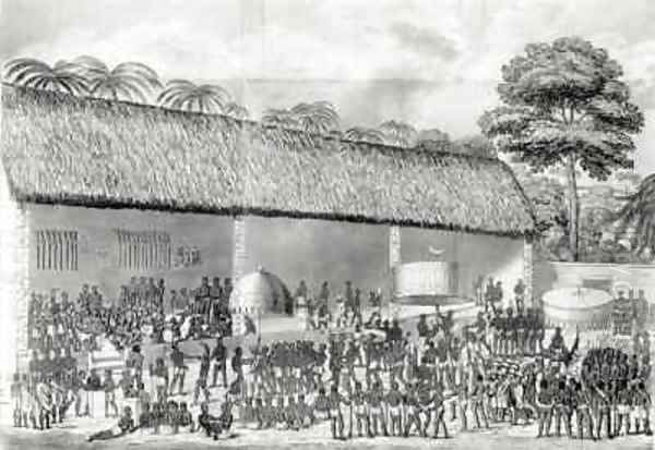 Adai religious festival at the court of the King of Ashanti in March 1820 Oil Painting by Joseph Dupuis