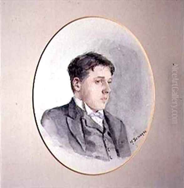 Portrait of Arnold Bennett 1867-1931 Oil Painting by M. Dumayne