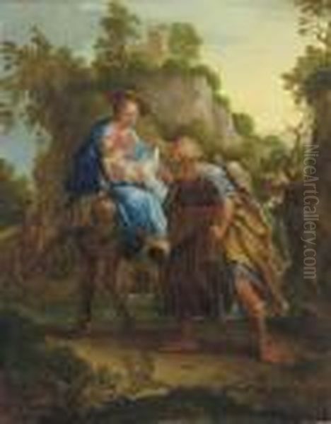 The Flight Into Egypt Oil Painting by Christian Bernhard Rode