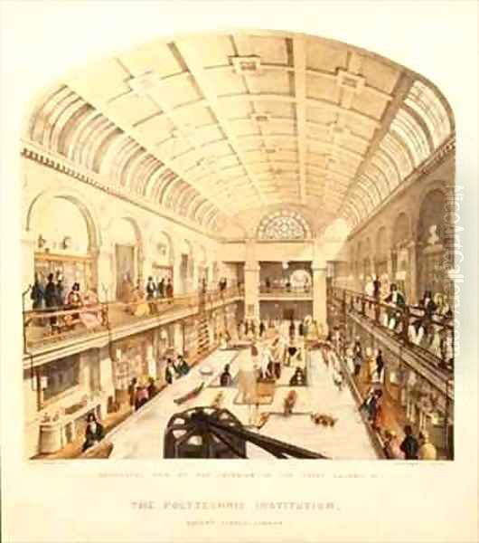 Interior view of the Great Gallery at the Polytechnic Institution Regent Street Oil Painting by Thomas Goldsworth Dutton