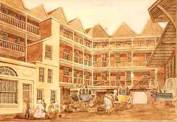 Bull and Mouth Inn Yard Oil Painting by Valentine Davis