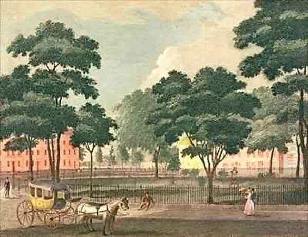 View of the Bowling Green Broadway Oil Painting by Davis