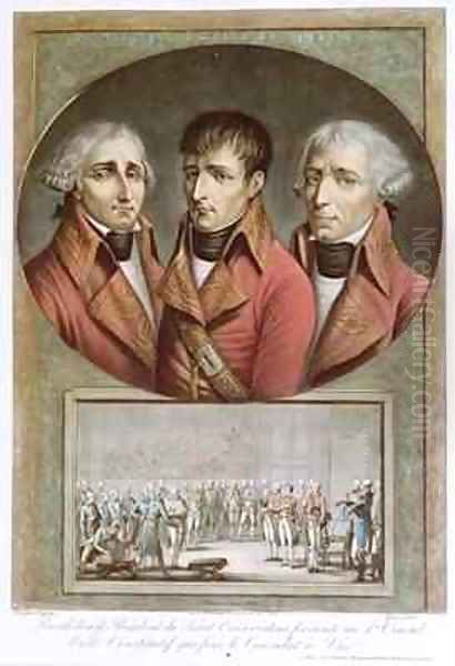 Portrait of the Three Consuls of the Republic and Barthelemy Presenting the Consitutional Act Proclaiming Napoleon I as Emperor for Life to the Premier Consul Oil Painting by Jean Duplessis-Bertaux