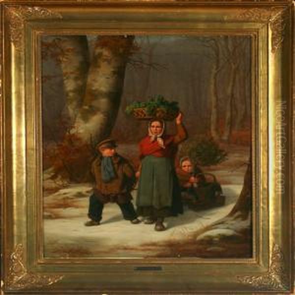 Children In The Forest Oil Painting by Jorgen Roed