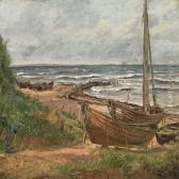 Coast Scenery From Hellebaek Oil Painting by Jorgen Roed