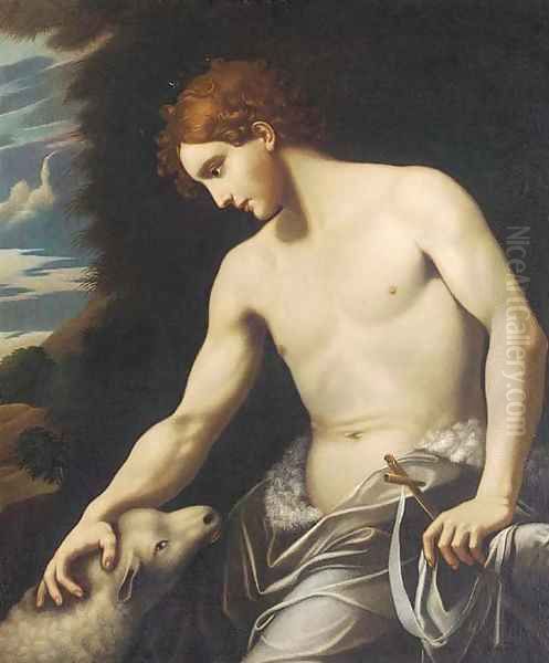 Saint John the Baptist in a landscape Oil Painting by Michele Desubleo