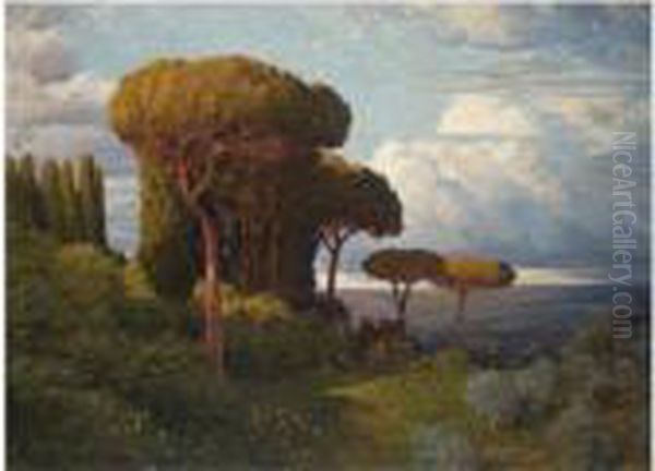 Pine Trees Near Rome Oil Painting by Max Roeder