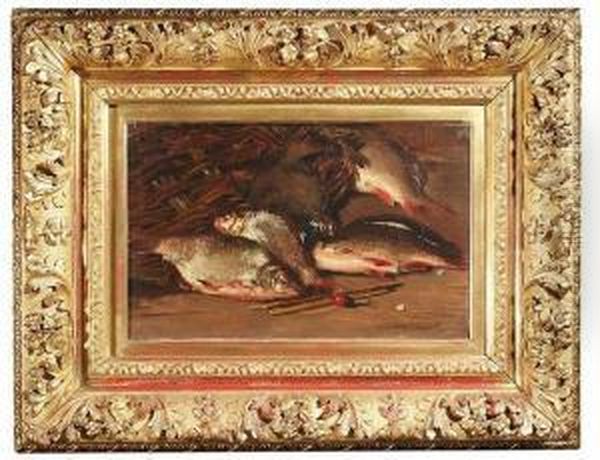 Still Lifewith Fish Oil Painting by Willem Roelofs