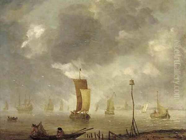 Shipping in calm waters Oil Painting by Willem van Diest