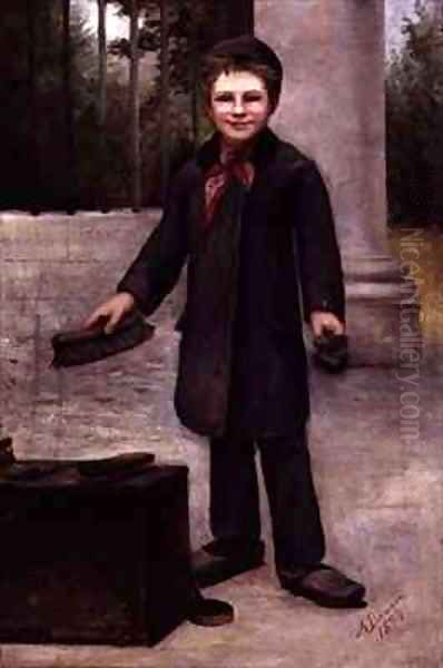 Shoe Shine Boy Oil Painting by A. Dawson