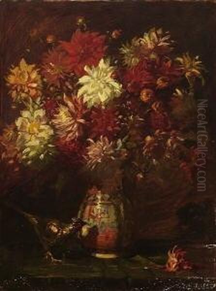 Dahlien Oil Painting by August Roeseler