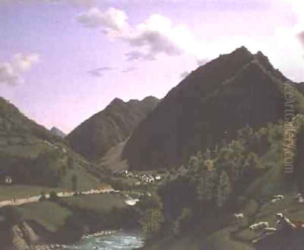 A Valley in the Pyrenees Oil Painting by A.L.R.M. Duperraux